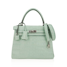 Load image into Gallery viewer, Kelly 25 Retourne Bag Vert d’Eau Matte Alligator with Palladium Hardware