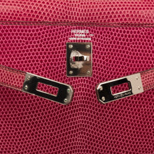 Load image into Gallery viewer, Kelly 25 Sellier Bag Fuschia Lizard with Palladium Hardware