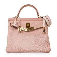 Load image into Gallery viewer, Kelly 28 Pink Dalmation Buffalo Skipper Leather Bag Gold Hardware