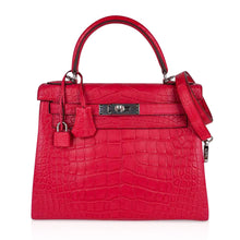 Load image into Gallery viewer, Kelly 28 Bag Rose Extreme Matte Alligator with Palladium Hardware