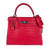 Kelly 28 Bag Rose Extreme Matte Alligator with Palladium Hardware