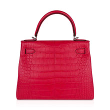 Load image into Gallery viewer, Kelly 28 Bag Rose Extreme Matte Alligator with Palladium Hardware