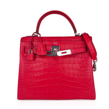 Load image into Gallery viewer, Kelly 28 Bag Rose Extreme Matte Alligator with Palladium Hardware