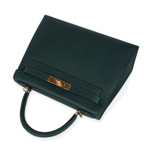 Load image into Gallery viewer, Kelly Sellier 28 Bag Vert Anglais Epsom Leather with Gold Hardware