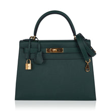 Load image into Gallery viewer, Kelly Sellier 28 Bag Vert Anglais Epsom Leather with Gold Hardware