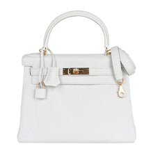 Load image into Gallery viewer, Kelly 28 Retourne Bag White Clemence Leather with Gold Hardware