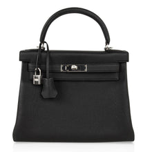 Load image into Gallery viewer, Kelly 28 Bag Black Retourne Togo Palladium Hardware
