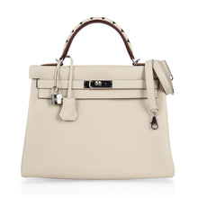 Load image into Gallery viewer, Limited Edition Kelly 32 Retourne Bag Au Galop Craie Togo Leather with Palladium Hardware