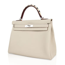 Load image into Gallery viewer, Limited Edition Kelly 32 Retourne Bag Au Galop Craie Togo Leather with Palladium Hardware
