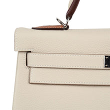 Load image into Gallery viewer, Limited Edition Kelly 32 Retourne Bag Au Galop Craie Togo Leather with Palladium Hardware
