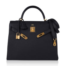 Load image into Gallery viewer, Kelly 32 Retourne Bag Black Gold Hardware Togo Leather