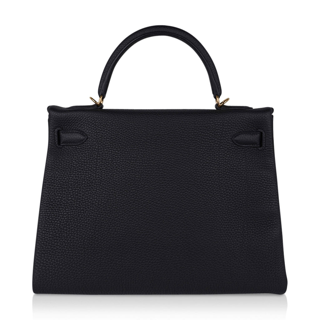Kelly 32 Retourne Bag Black Gold Hardware Togo Leather