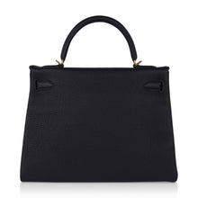 Load image into Gallery viewer, Kelly 32 Retourne Bag Black Gold Hardware Togo Leather