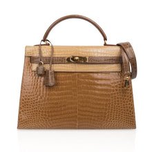 Load image into Gallery viewer, Limited Edition Tri-Color Kelly Sellier 32 Bag  Poussiere Poudre Ficelle Porosus Crocodile