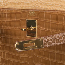 Load image into Gallery viewer, Limited Edition Tri-Color Kelly Sellier 32 Bag  Poussiere Poudre Ficelle Porosus Crocodile