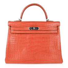 Load image into Gallery viewer, Kelly 35 Retourne Bag Sanguine Matte Alligator with Palladium Hardware