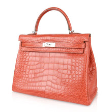 Load image into Gallery viewer, Kelly 35 Retourne Bag Sanguine Matte Alligator with Palladium Hardware