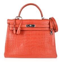 Load image into Gallery viewer, Kelly 35 Retourne Bag Sanguine Matte Alligator with Palladium Hardware