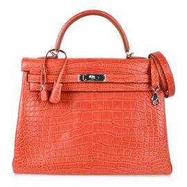 Kelly 35 Retourne Bag Sanguine Matte Alligator with Palladium Hardware