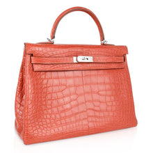 Load image into Gallery viewer, Kelly 35 Retourne Bag Sanguine Matte Alligator with Palladium Hardware