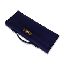 Load image into Gallery viewer, Kelly Cut Bag Blue Encre Swift with Gold Hardware