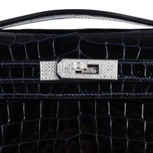 Load image into Gallery viewer, Kelly Cut Diamond Blue Marine Crocodile Bag Exquisite Clutch