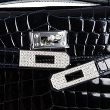 Load image into Gallery viewer, Kelly Cut Diamond Blue Marine Crocodile Bag Exquisite Clutch