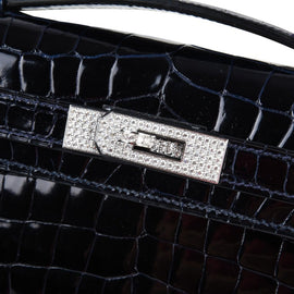 Kelly Cut Diamond Blue Marine Crocodile Bag Exquisite Clutch