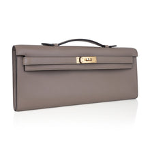 Load image into Gallery viewer, Kelly Cut Bag Gris Asphalte Gray Clutch Swift Gold Hardware