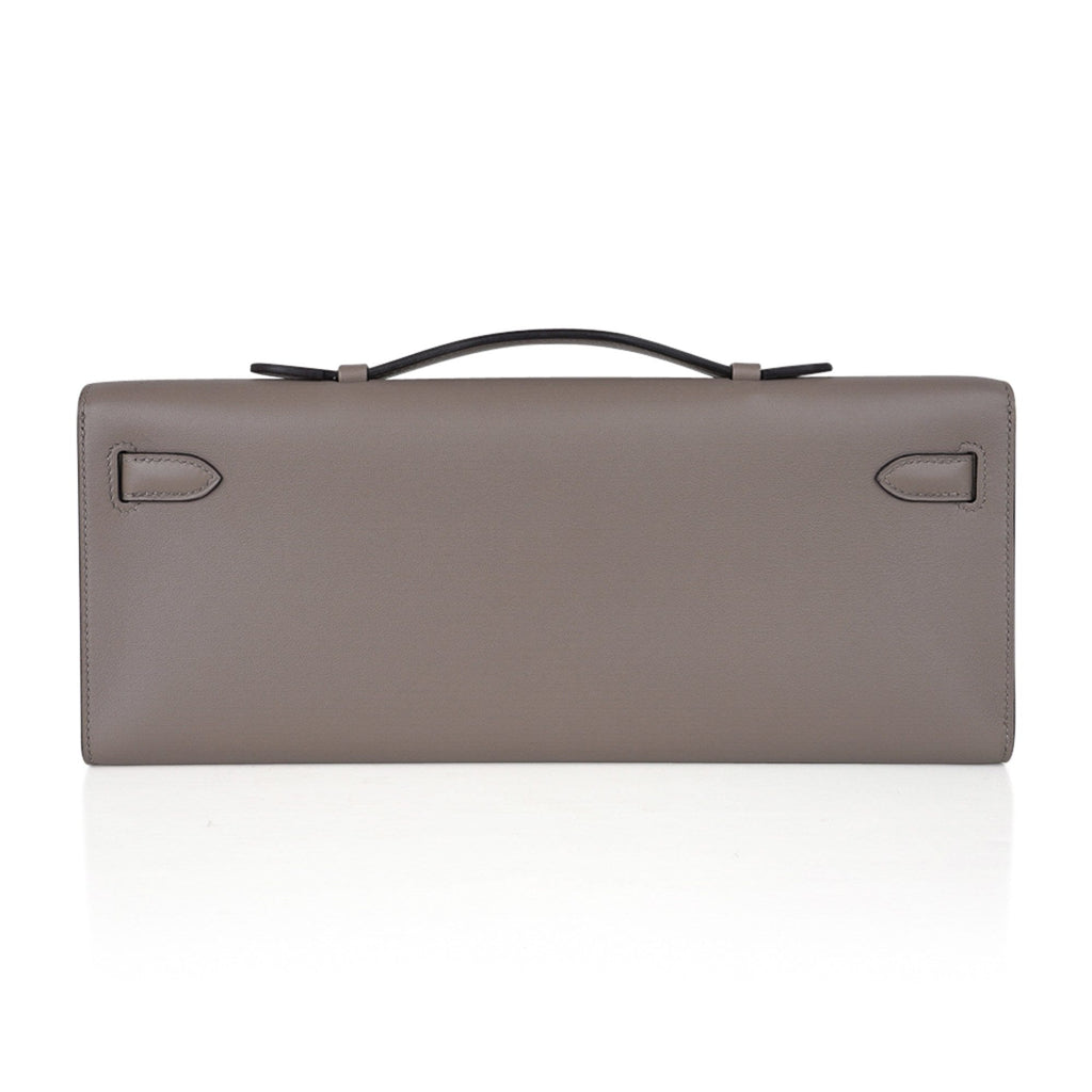 Kelly Cut Bag Gris Asphalte Gray Clutch Swift Gold Hardware