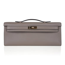 Load image into Gallery viewer, Kelly Cut Bag Gris Asphalte Gray Clutch Swift Gold Hardware