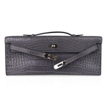 Load image into Gallery viewer, Kelly Cut Bag Gris Paris Grey Matte Alligator Palladium VERY rare