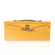 Load image into Gallery viewer, Kelly Cut Bag Jaune Ambre Clutch Swift Gold Hardware New