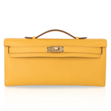 Load image into Gallery viewer, Kelly Cut Bag Jaune Ambre Clutch Swift Gold Hardware New