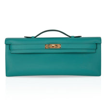 Load image into Gallery viewer, Kelly Cut Vert Verone Clutch Bag Gold Hardware Swift Leather