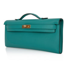 Load image into Gallery viewer, Kelly Cut Vert Verone Clutch Bag Gold Hardware Swift Leather