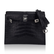 Load image into Gallery viewer, Limited Edition Kelly Danse Bag Matte Black Crocodile