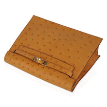 Load image into Gallery viewer, Kelly Danse Bag Tabac Camel Ostrich with Gold Hardware