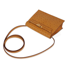 Load image into Gallery viewer, Kelly Danse Bag Tabac Camel Ostrich with Gold Hardware