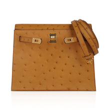 Load image into Gallery viewer, Kelly Danse Bag Tabac Camel Ostrich with Gold Hardware