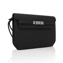 Load image into Gallery viewer, Kelly Depeches 25 Pouch Bag Black Galop D’Leather with Palladium Hardware