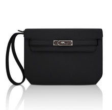 Load image into Gallery viewer, Kelly Depeches 25 Pouch Bag Black Galop D’Leather with Palladium Hardware