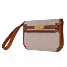Load image into Gallery viewer, Kelly Depeches 25 Pouch Toile / Fauve Barenia Trim Gold Hardware