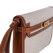 Load image into Gallery viewer, Kelly Depeches 25 Pouch Toile / Fauve Barenia Trim Gold Hardware