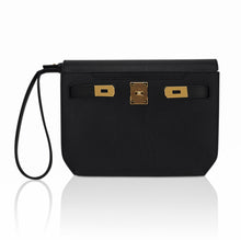 Load image into Gallery viewer, Kelly Depeches 25 Pouch Black Galop D’Leather with Gold Hardware