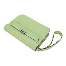 Load image into Gallery viewer, Kelly Depeches 25 Pouch Jaune Bourgeon Matte Alligator Palladium Hardware