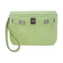 Load image into Gallery viewer, Kelly Depeches 25 Pouch Jaune Bourgeon Matte Alligator Palladium Hardware