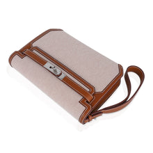 Load image into Gallery viewer, Kelly Depeches 25 Pouch Toile &amp; Fauve Barenia Trim with Palladium Hardware