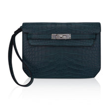 Load image into Gallery viewer, Kelly Depeches 25 Pouch Vert Rousseau Matte Alligator Palladium Hardware