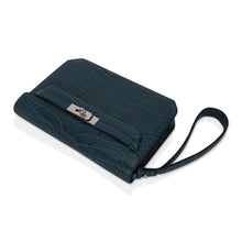 Load image into Gallery viewer, Kelly Depeches 25 Pouch Vert Rousseau Matte Alligator Palladium Hardware